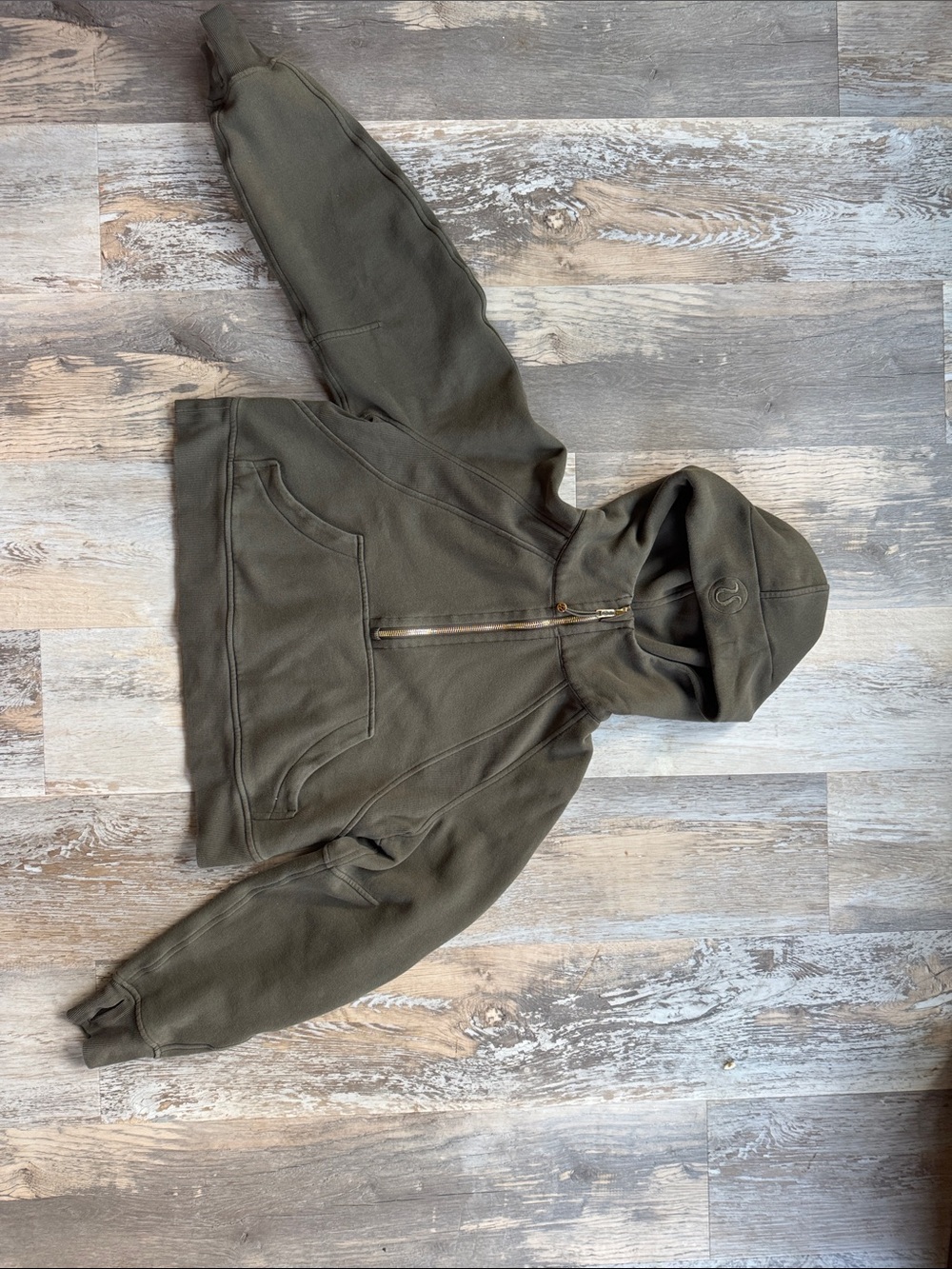 Olive Green Half-Zip Hooded Sweatshirt
